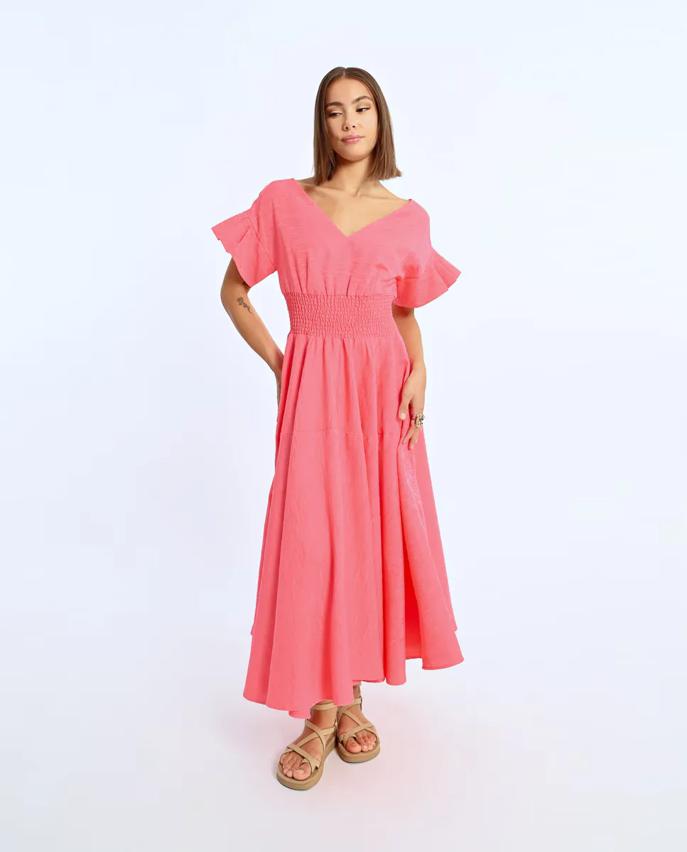 Гладкое платье с V-образным вырезом и рюшами Lili Sidonio, розовый
Гладкое платье с V-образным вырезом и рюшами Lili Sidonio, розовый