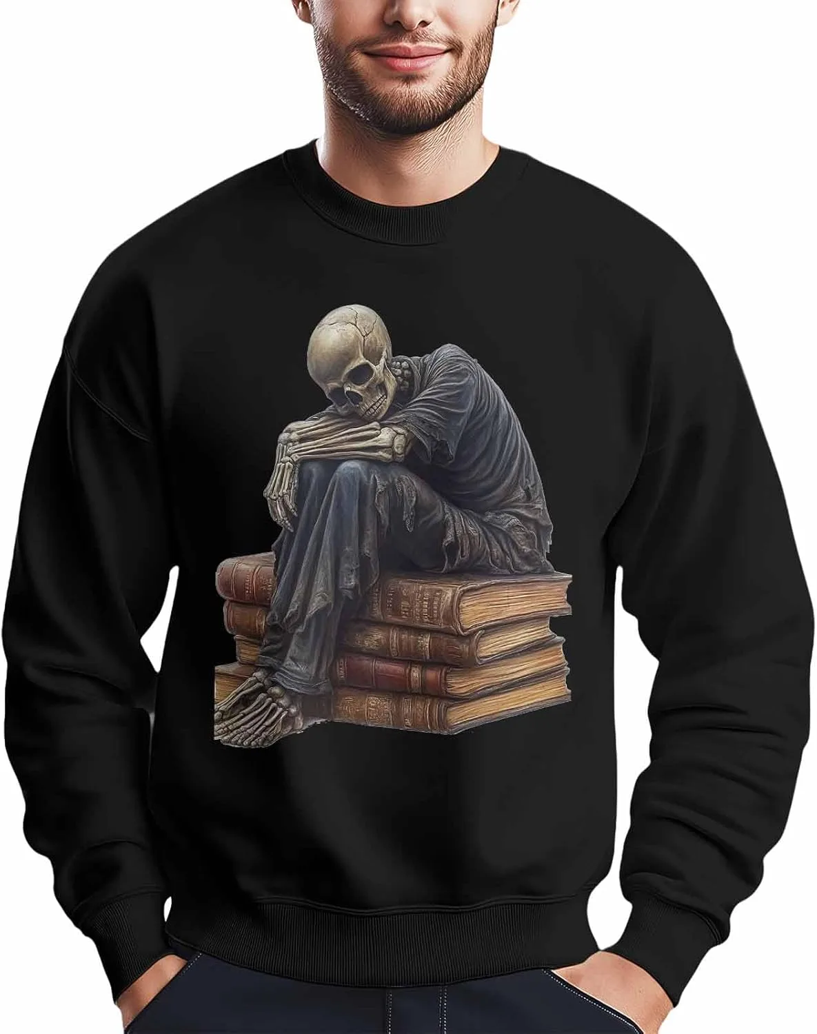 Мужской свитшот с принтом "спящий скелет на книгах" Winvebermior
Мужской свитшот с принтом "спящий скелет на книгах" Winvebermior