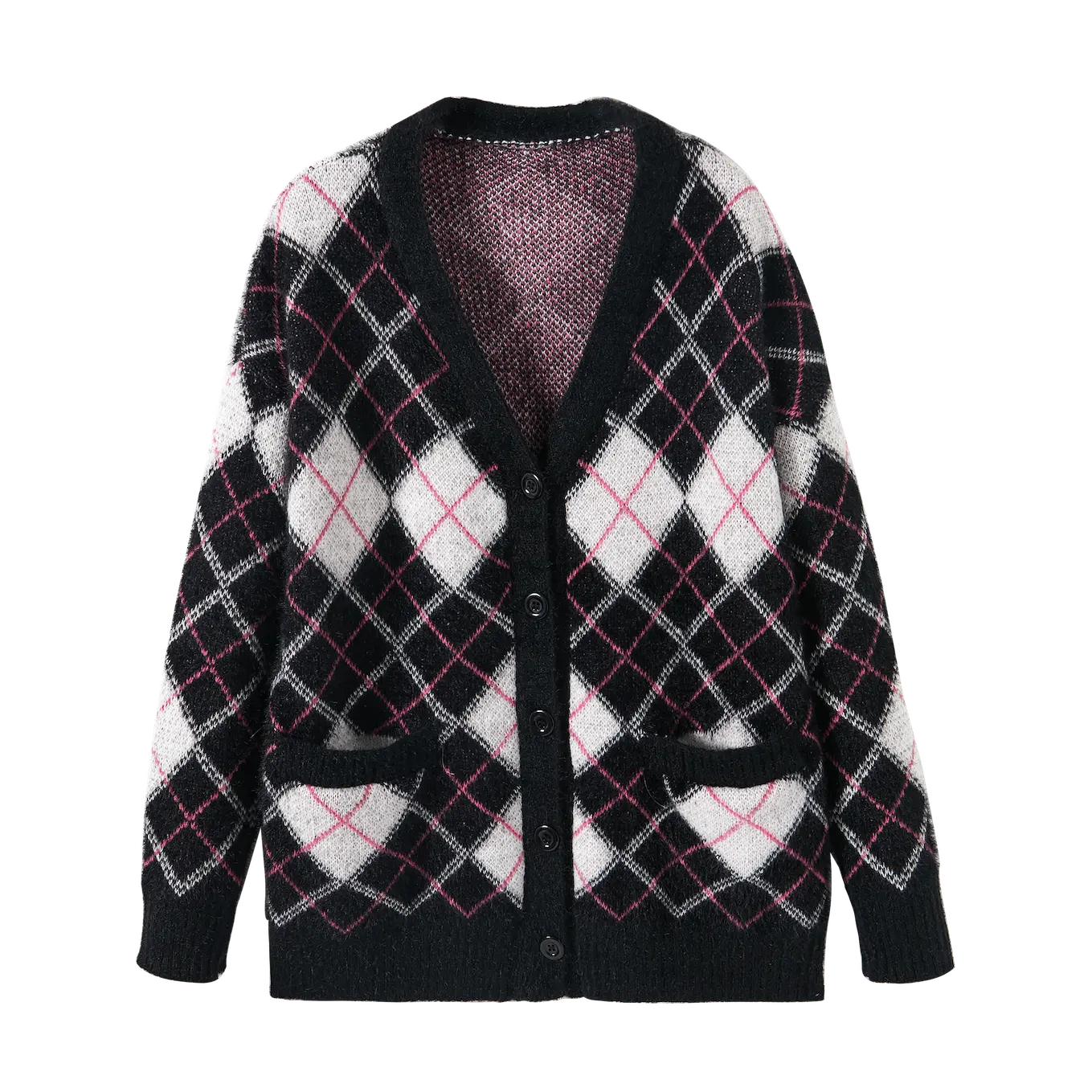 Черный кардиган с розовым ромбовидным узором в клетку Kazan Uniforms
Черный кардиган с розовым ромбовидным узором в клетку Kazan Uniforms