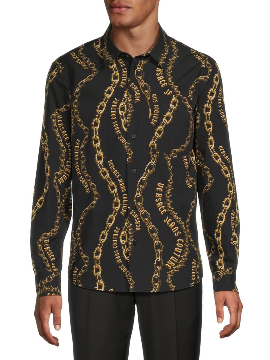 Спортивная футболка с логотипом цепи Versace Jeans Couture, цвет Black Gold
Спортивная футболка с логотипом цепи Versace Jeans Couture, цвет Black Gold