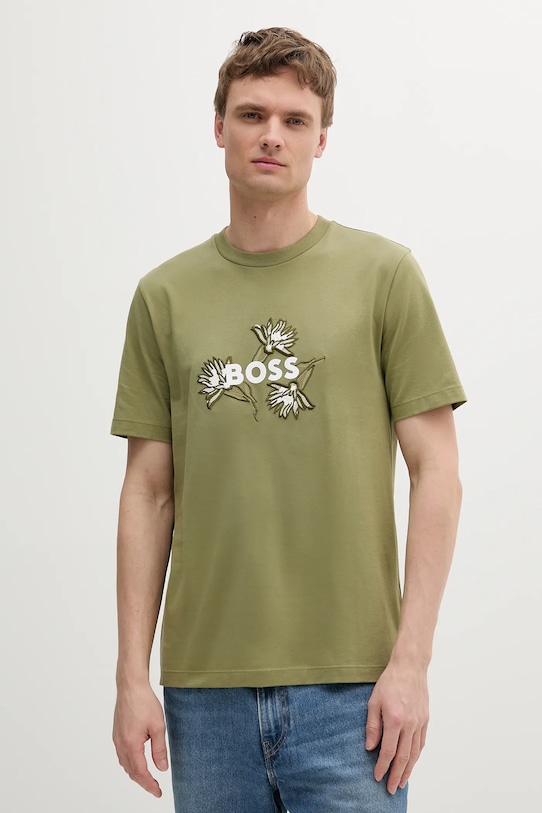 Хлопковая футболка Boss, зеленый
Хлопковая футболка Boss, зеленый