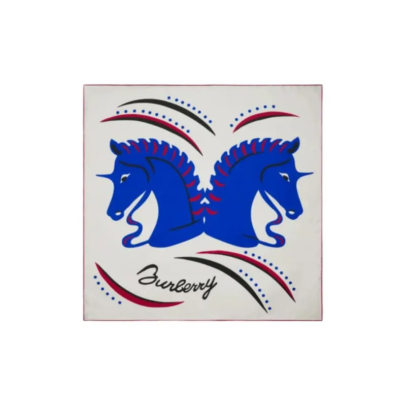 Шёлковый шарф с лошадьми Burberry, белый
Шёлковый шарф с лошадьми Burberry, белый