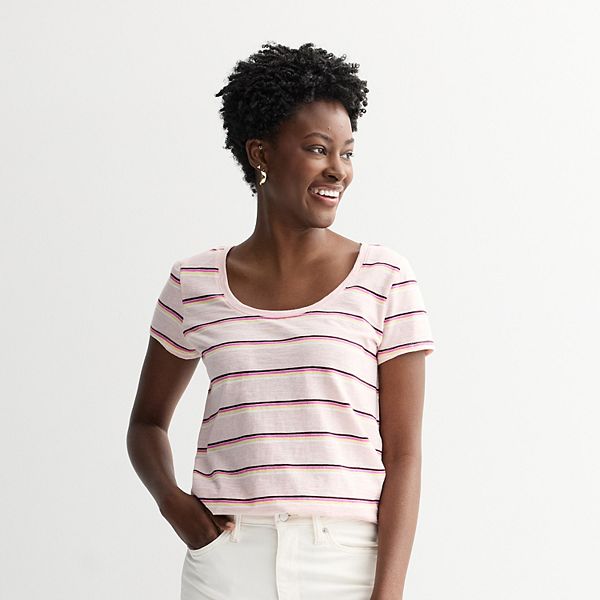Женская повседневная футболка с коротким рукавом и круглым вырезом Sonoma Goods For Life, Pink Multi Stripe
Женская повседневная футболка с коротким рукавом и круглым вырезом Sonoma Goods For Life, Pink Multi Stripe