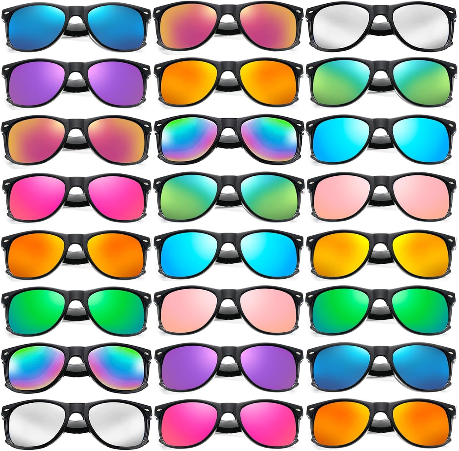 Набор из 12/24 неоновых солнцезащитных очков с классическими зеркальными линзами для мужчин и женщин, оптом, для дня рождения, пляжа, бассейна, вечеринки SUNOVELTIES, 24 Black Frame
Набор из 12/24 неоновых солнцезащитных очков с классическими зеркальными линзами для мужчин и женщин, оптом, для дня рождения, пляжа, бассейна, вечеринки SUNOVELTIES, 24 Black Frame