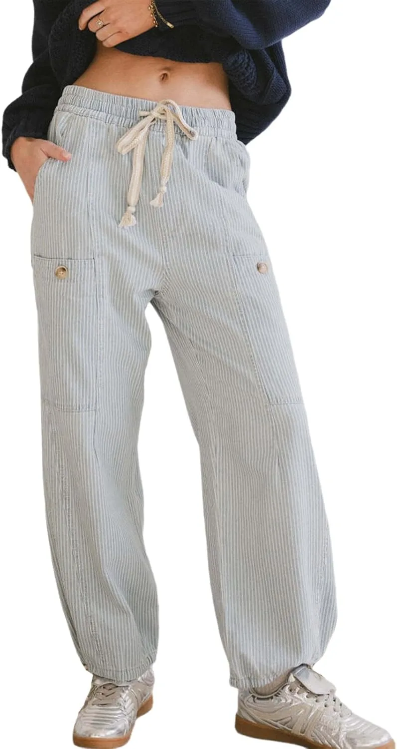 Женские полосатые джинсы casual с эластичным поясом на шнурке MRNYQBM
Женские полосатые джинсы casual с эластичным поясом на шнурке MRNYQBM