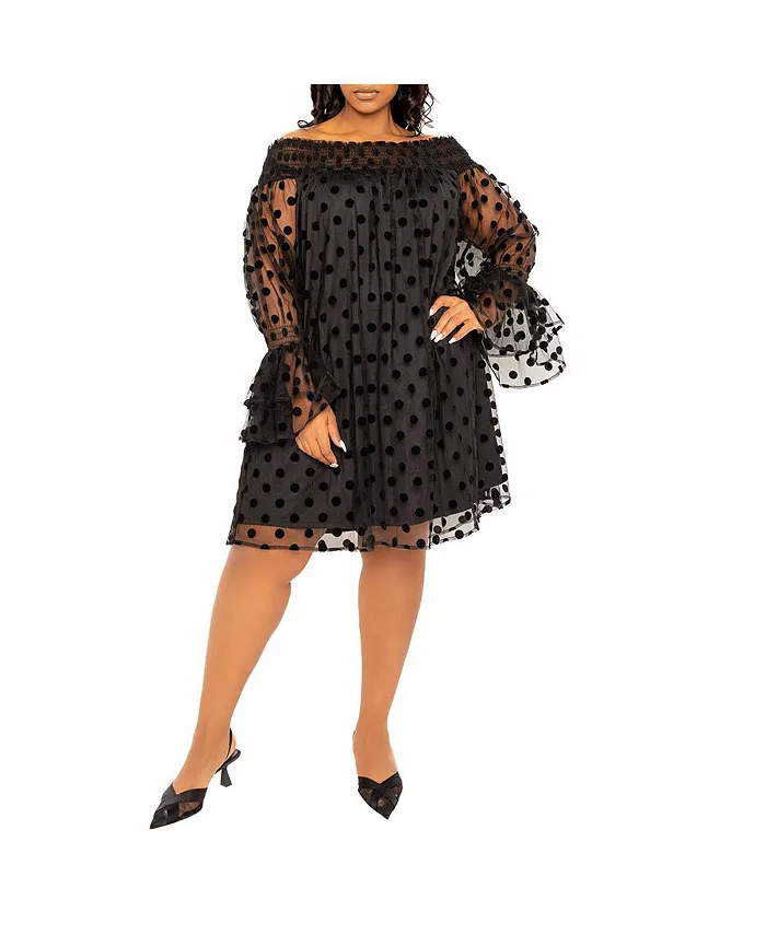 Женское платье с открытыми плечами в горошек Plus Size Buxom Couture, черный
Женское платье с открытыми плечами в горошек Plus Size Buxom Couture, черный