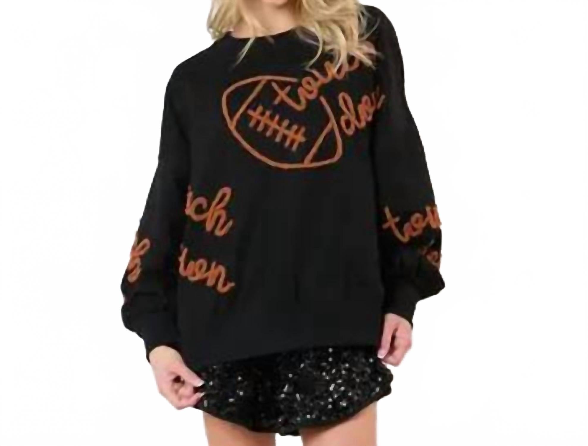 Футбольный свитер с вышивкой тачдаун Peach Love, черный
Футбольный свитер с вышивкой тачдаун Peach Love, черный