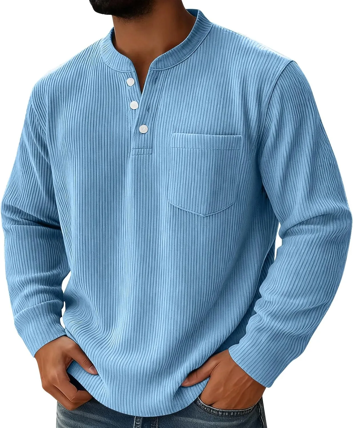 Мужская рубашка из вельвета с длинным рукавом и карманом
Мужская рубашка из вельвета с длинным рукавом и карманом