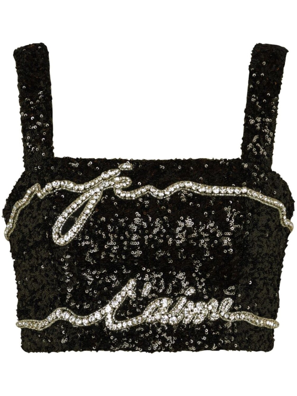 Укороченный топ с пайетками Balmain, черный
Укороченный топ с пайетками Balmain, черный