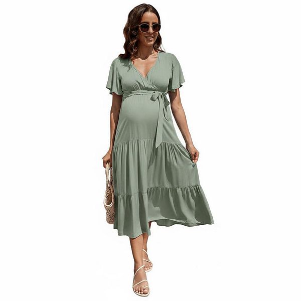 Женское платье для беременных с V-образным вырезом, рукавами-фонариками и поясом Seoria, Pea Green
Женское платье для беременных с V-образным вырезом, рукавами-фонариками и поясом Seoria, Pea Green