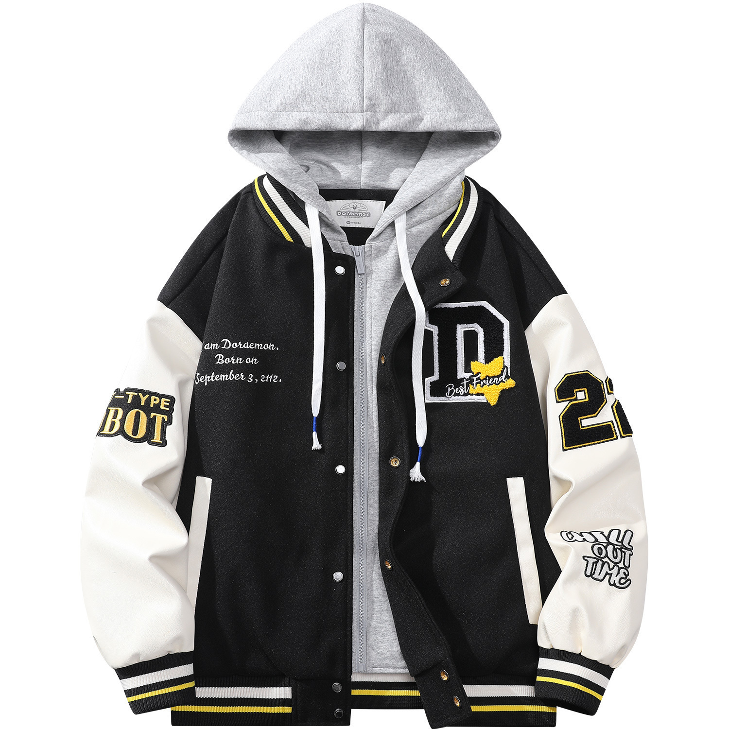 Doraemon Бейсбольная куртка унисекс, Black/Ecru
Doraemon Бейсбольная куртка унисекс, Black/Ecru
