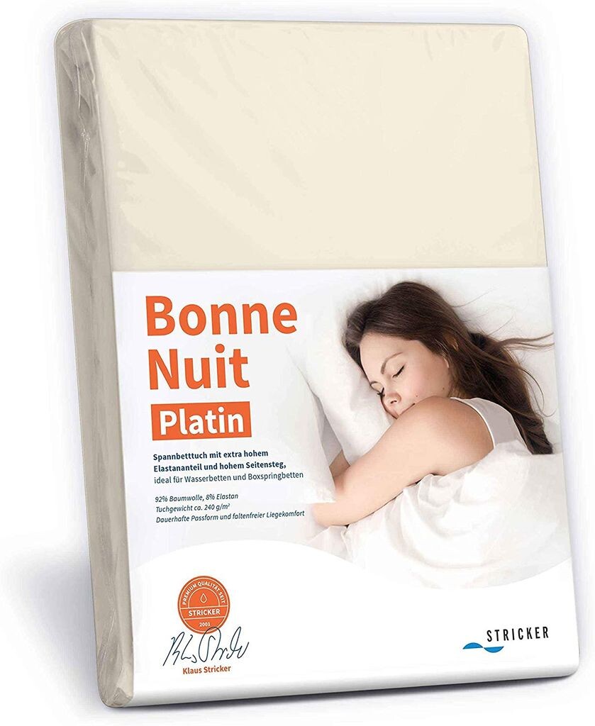 Простыня 180-200 x 200-220см - NATURAL - для водяных и пружинных кроватей Bonne Nuit Platin 240г/м² Strickerchemie
Простыня 180-200 x 200-220см - NATURAL - для водяных и пружинных кроватей Bonne Nuit Platin 240г/м² Strickerchemie