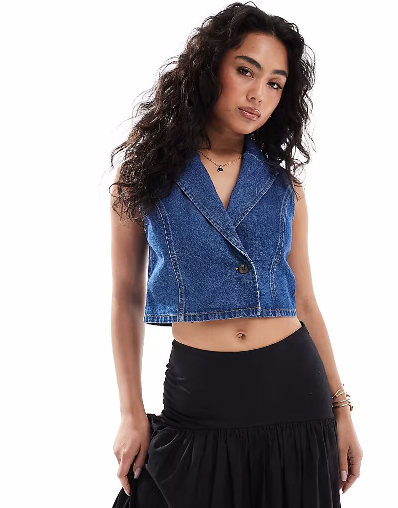 Джинсовый топ ASOS DESIGN в полувыцветшем синем цвете
Джинсовый топ ASOS DESIGN в полувыцветшем синем цвете