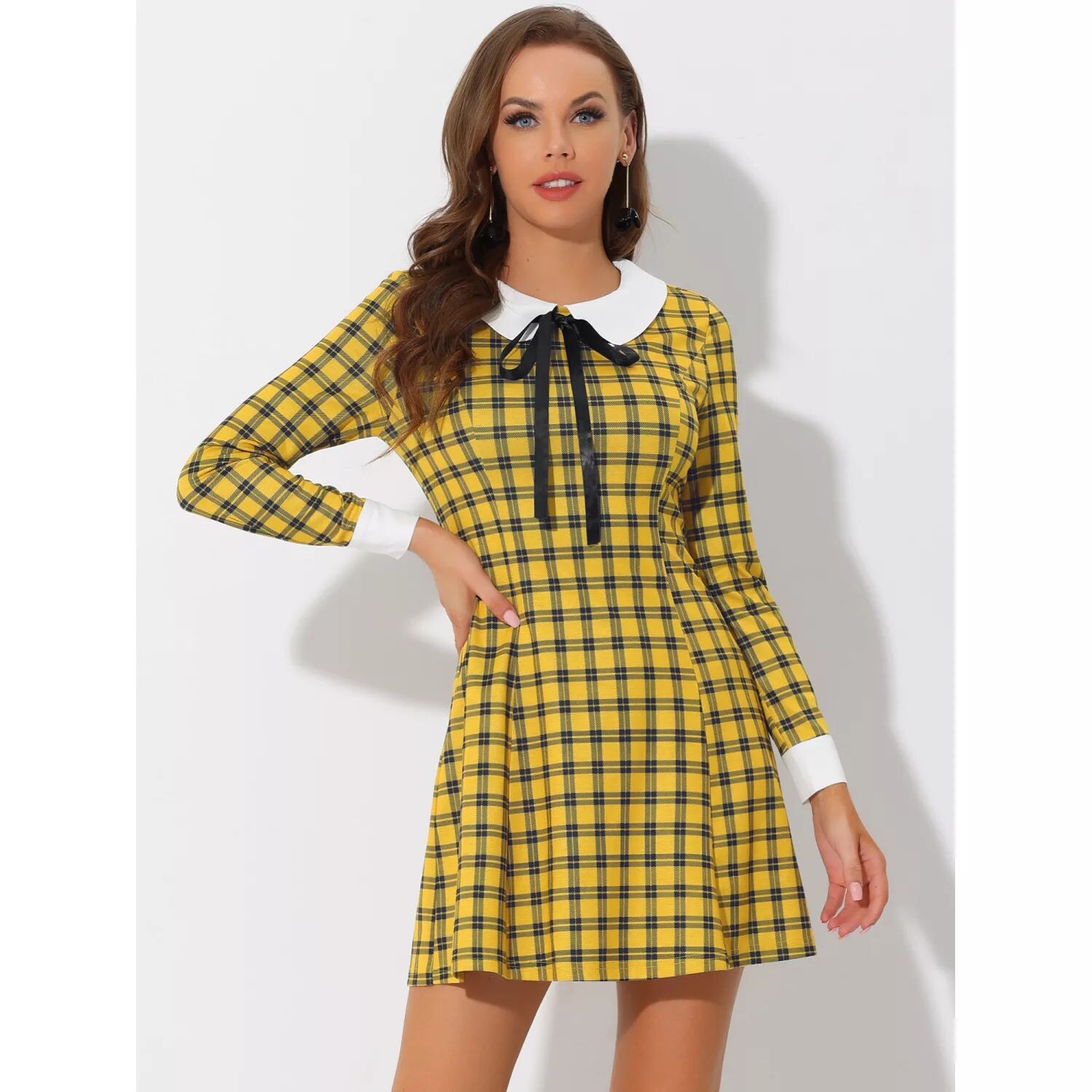 Женский костюм на Хэллоуин, контрастное клетчатое платье трапециевидной формы с воротником Питера Пэна и длинными рукавами ALLEGRA K, зеленый
Женский костюм на Хэллоуин, контрастное клетчатое платье трапециевидной формы с воротником Питера Пэна и длинными рукавами ALLEGRA K, зеленый