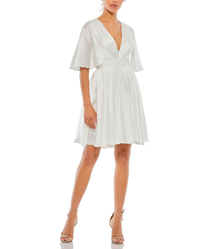 Сатиновое мини-платье с расклешенными рукавами-накидкой Mac Duggal, белый
Сатиновое мини-платье с расклешенными рукавами-накидкой Mac Duggal, белый