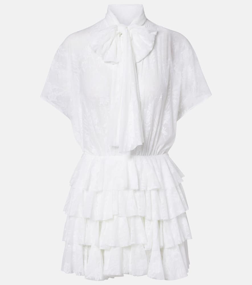 Лорен полупрозраное платье-мини с ярусами из кружева Norma Kamali, Snow White
Лорен полупрозраное платье-мини с ярусами из кружева Norma Kamali, Snow White