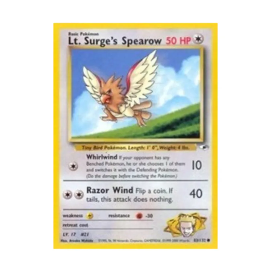 CCG Копье лейтенанта Сёрджа (83) (C) #83, Pokemon - Gym Heroes - Singles
CCG Копье лейтенанта Сёрджа (83) (C) #83, Pokemon - Gym Heroes - Singles