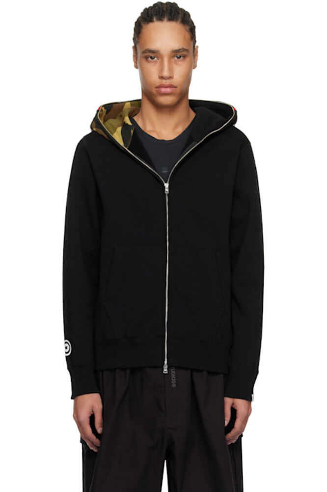 Черная толстовка с капюшоном 1st Shark на молнии BAPE 
Черная толстовка с капюшоном 1st Shark на молнии BAPE