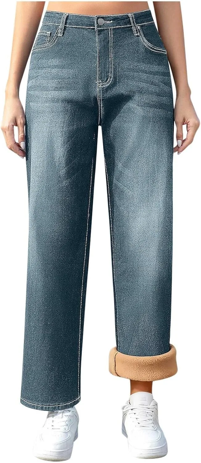 Женские джинсы с флисовой подкладкой, утепленные, на высокой талии
Женские джинсы с флисовой подкладкой, утепленные, на высокой талии