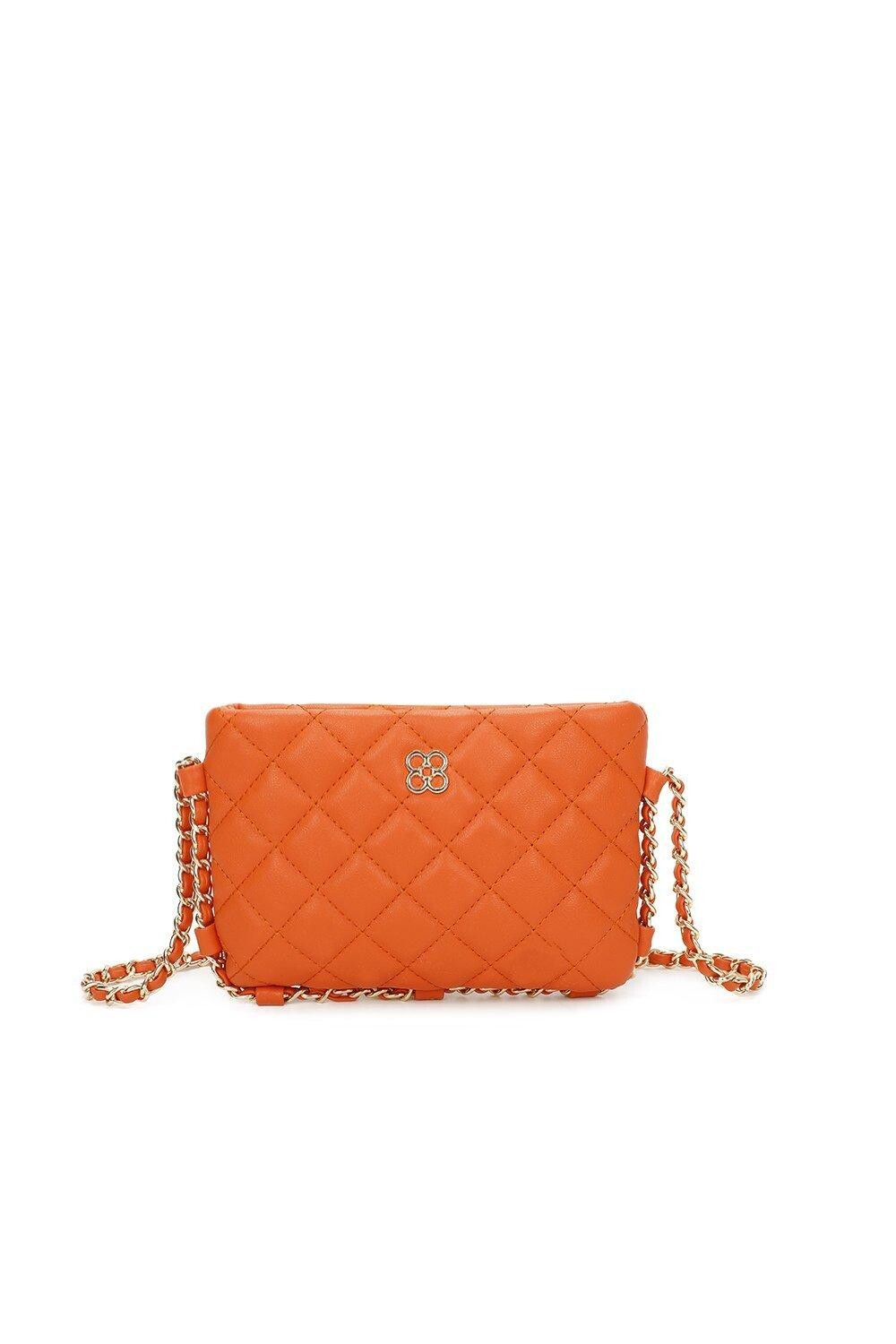Стеганая мини-сумка через плечо из искусственной кожи с ромбовидным узором Clover Fontanella Fashion, оранжевый