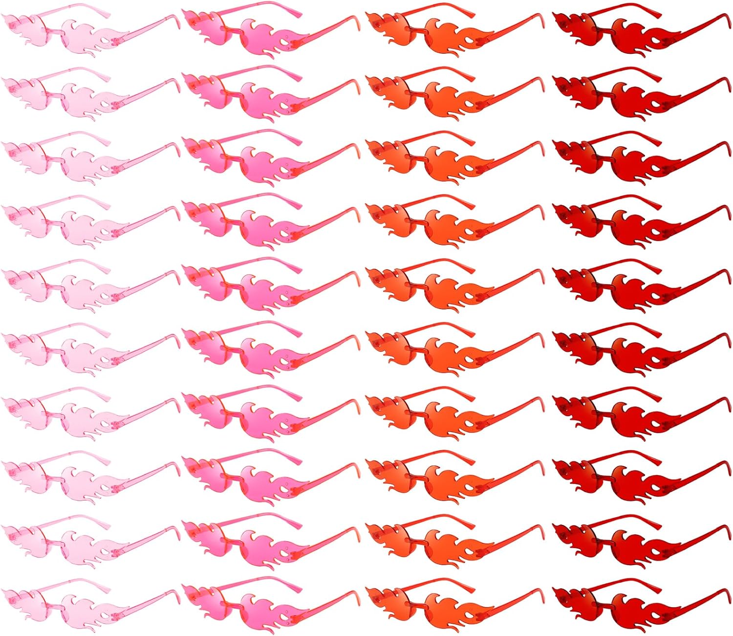 SUNOVELTIES Набор из 40 солнцезащитных очков без оправы с рисунком «Огненное пламя», ретро-цветные очки для вечеринок, прозрачные, забавные очки для женщин и мужчин, Pink Red Gradient Color
SUNOVELTIES Набор из 40 солнцезащитных очков без оправы с рисунком «Огненное пламя», ретро-цветные очки для вечеринок, прозрачные, забавные очки для женщин и мужчин, Pink Red Gradient Color