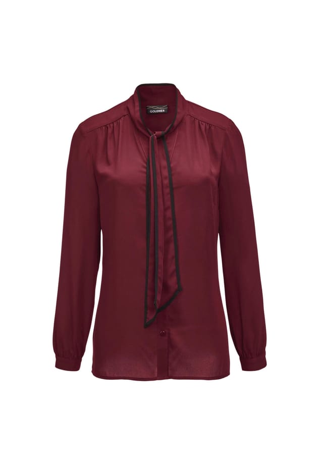 Короткий размер: облегающая блузка с модным бантом. Goldner, бургундия
Короткий размер: облегающая блузка с модным бантом. Goldner, бургундия