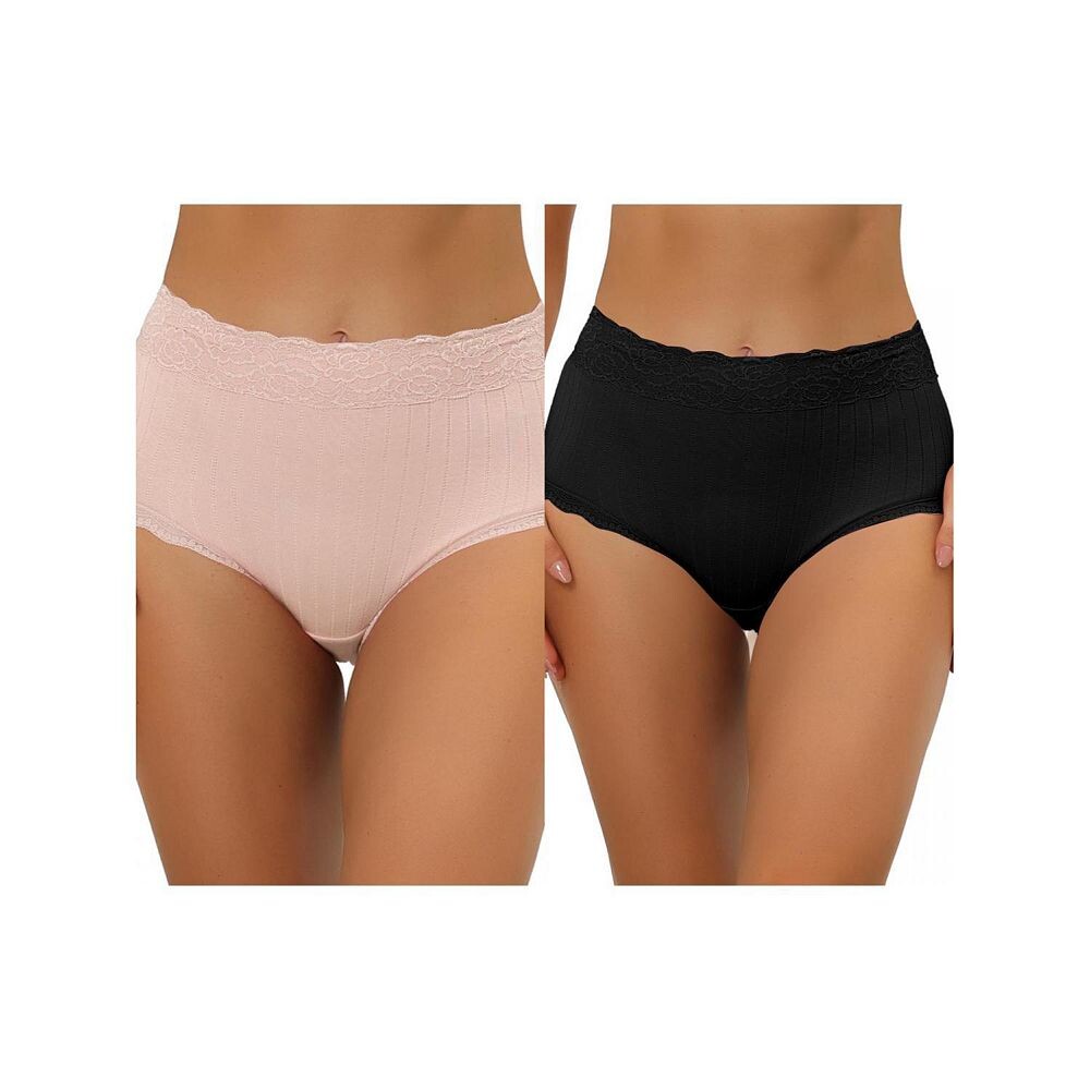 2 упаковки женского нижнего белья с высокой талией, удобные трусики в рубчик с кружевной отделкой, разноцветные ALLEGRA K, цвет Black Beige Pink
2 упаковки женского нижнего белья с высокой талией, удобные трусики в рубчик с кружевной отделкой, разноцветные ALLEGRA K, цвет Black Beige Pink