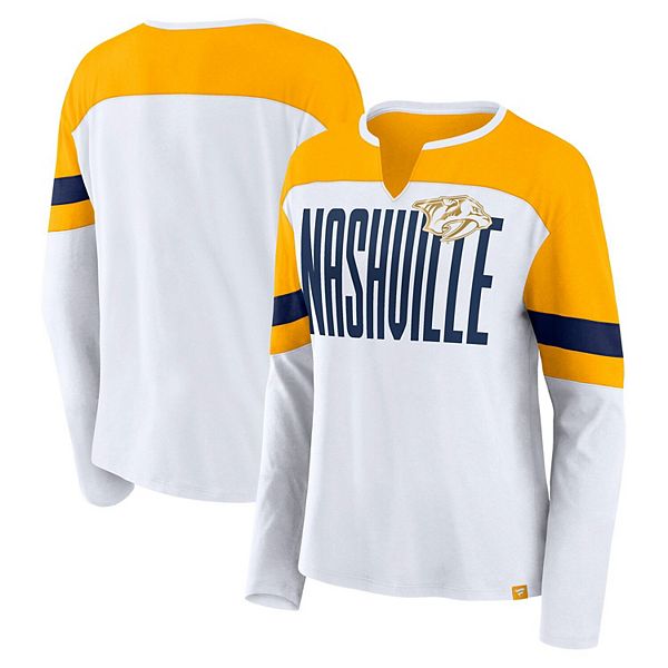 Женская бело-золотая футболка с длинным рукавом и v-образным вырезом Nashville Predators Frozen Fanatics, Золотой, Женская бело-золотая футболка с длинным рукавом и v-образным вырезом Nashville Predators Frozen Fanatics
Женская бело-золотая футболка с длинным рукавом и v-образным вырезом Nashville Predators Frozen Fanatics, Золотой, Женская бело-золотая футболка с длинным рукавом и v-образным вырезом Nashville Predators Frozen Fanatics