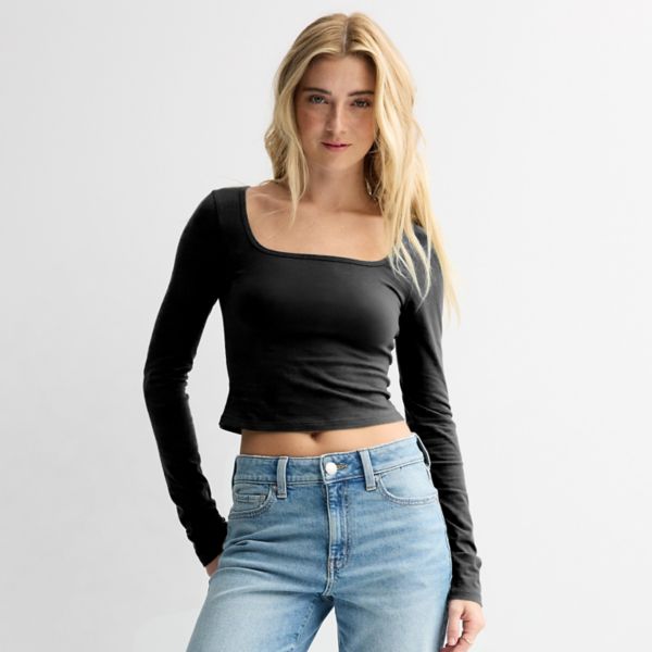 Укороченная футболка с длинными рукавами и квадратным вырезом для юниоров So, черный
Укороченная футболка с длинными рукавами и квадратным вырезом для юниоров So, черный