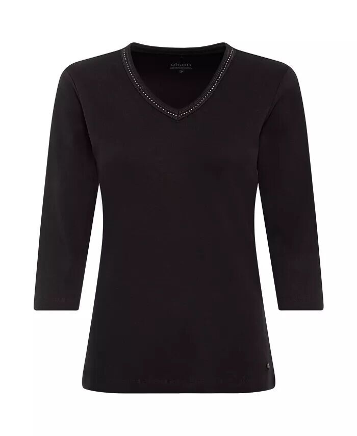 Женская футболка с v-образным вырезом и рукавом 3/4, украшенная украшением Olsen, черный
Женская футболка с v-образным вырезом и рукавом 3/4, украшенная украшением Olsen, черный