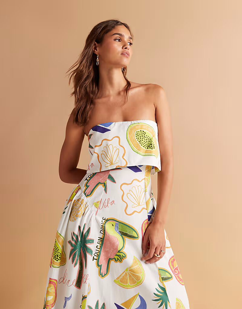 Платье-бандо миди ASOS DESIGN с отворотом и юбкой-годе с тропическим принтом в стиле диалога
Платье-бандо миди ASOS DESIGN с отворотом и юбкой-годе с тропическим принтом в стиле диалога