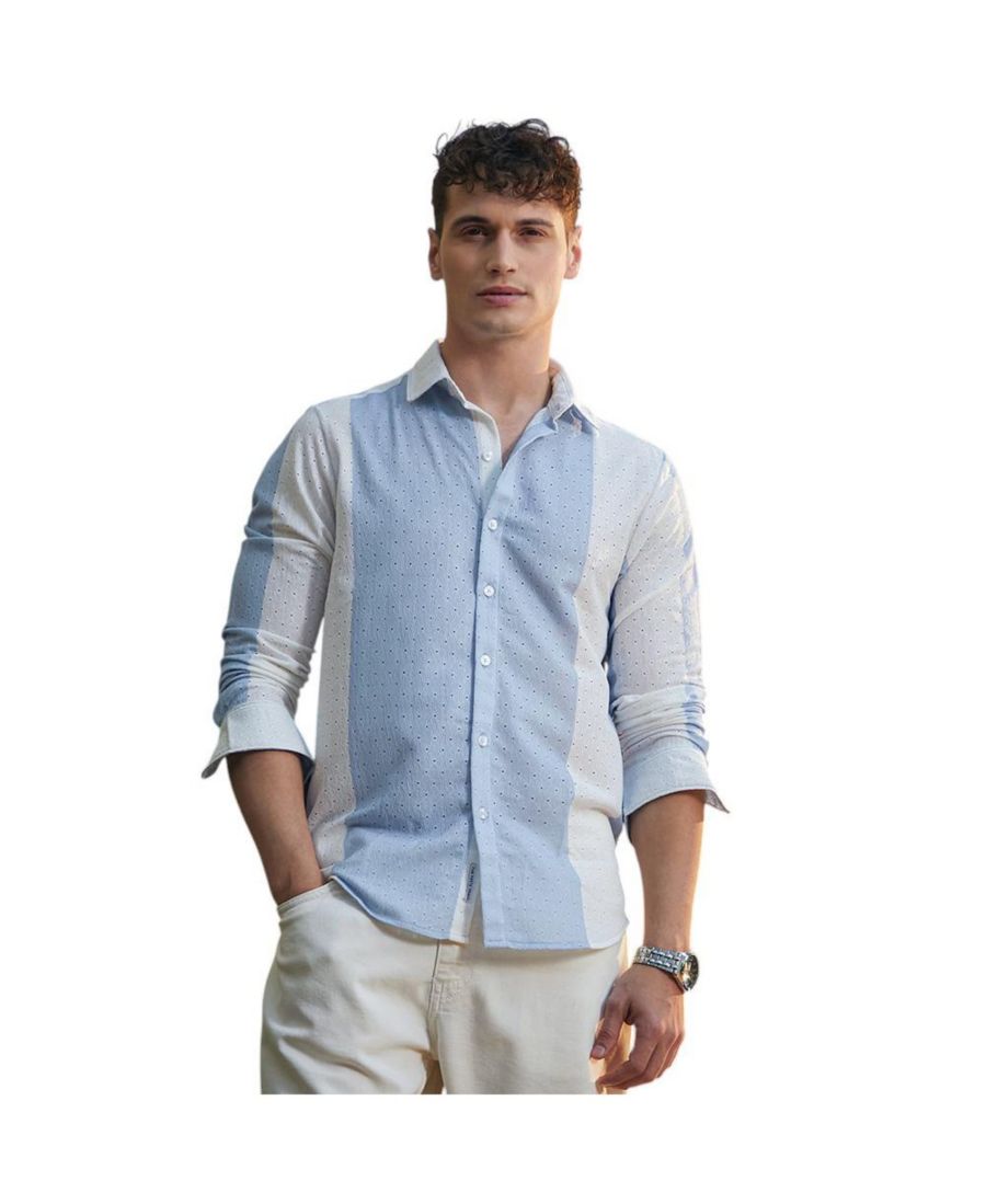 Мужская рубашка с тактильными вставками нежно-голубого и белого цвета Campus Sutra, Blue
Мужская рубашка с тактильными вставками нежно-голубого и белого цвета Campus Sutra, Blue