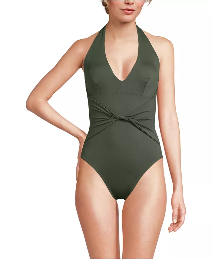 Женский удлиненный моделирующий купальник с глубоким вырезом и высоким вырезом на шее Lands' End, зеленый
Женский удлиненный моделирующий купальник с глубоким вырезом и высоким вырезом на шее Lands' End, зеленый