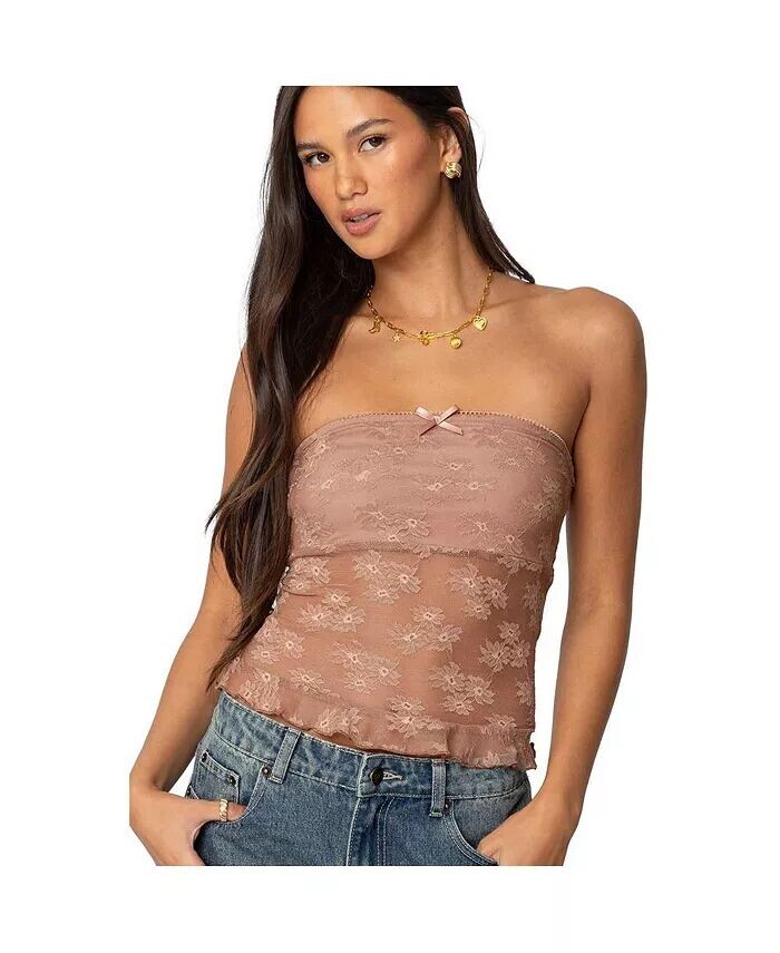 Женский балетный прозрачный кружевной топ-труба Edikted, коричневый
Женский балетный прозрачный кружевной топ-труба Edikted, коричневый