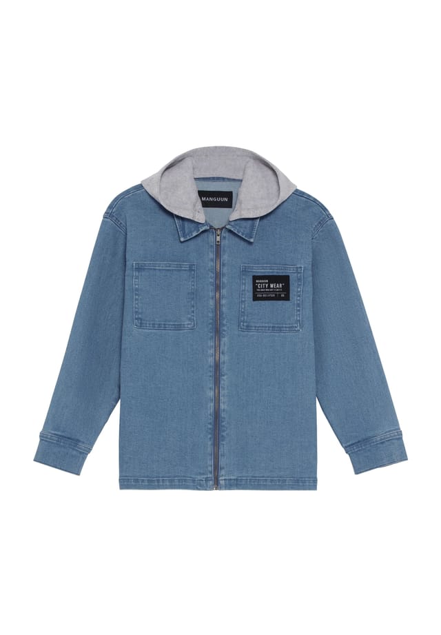 Джинсовая куртка с капюшоном для детей Manguun, синий 
Джинсовая куртка с капюшоном для детей Manguun, синий