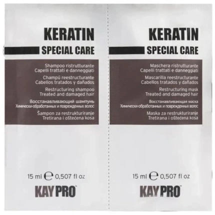 Кератиновый шампунь для непослушных волос 2x15 мл Kaypro
Кератиновый шампунь для непослушных волос 2x15 мл Kaypro