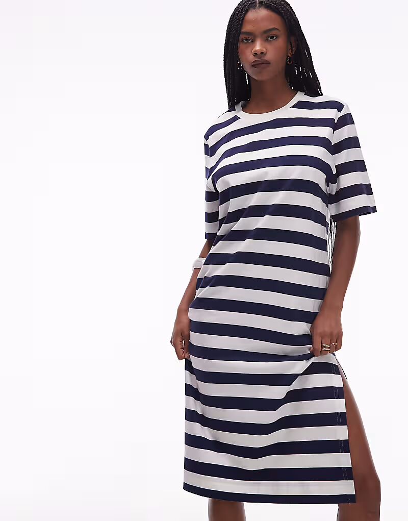 Платье-футболка миди ARKET свободного кроя из чистого хлопка в синюю и белую полоску
Платье-футболка миди ARKET свободного кроя из чистого хлопка в синюю и белую полоску