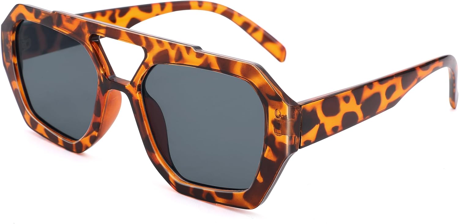 Солнцезащитные очки-авиаторы Bouryo Trendy Square для женщин и мужчин, шестиугольная квадратная оправа с толстой двойной перемычкой, подходят для широкого лица, A3 Leopard / Light Grey
Солнцезащитные очки-авиаторы Bouryo Trendy Square для женщин и мужчин, шестиугольная квадратная оправа с толстой двойной перемычкой, подходят для широкого лица, A3 Leopard / Light Grey