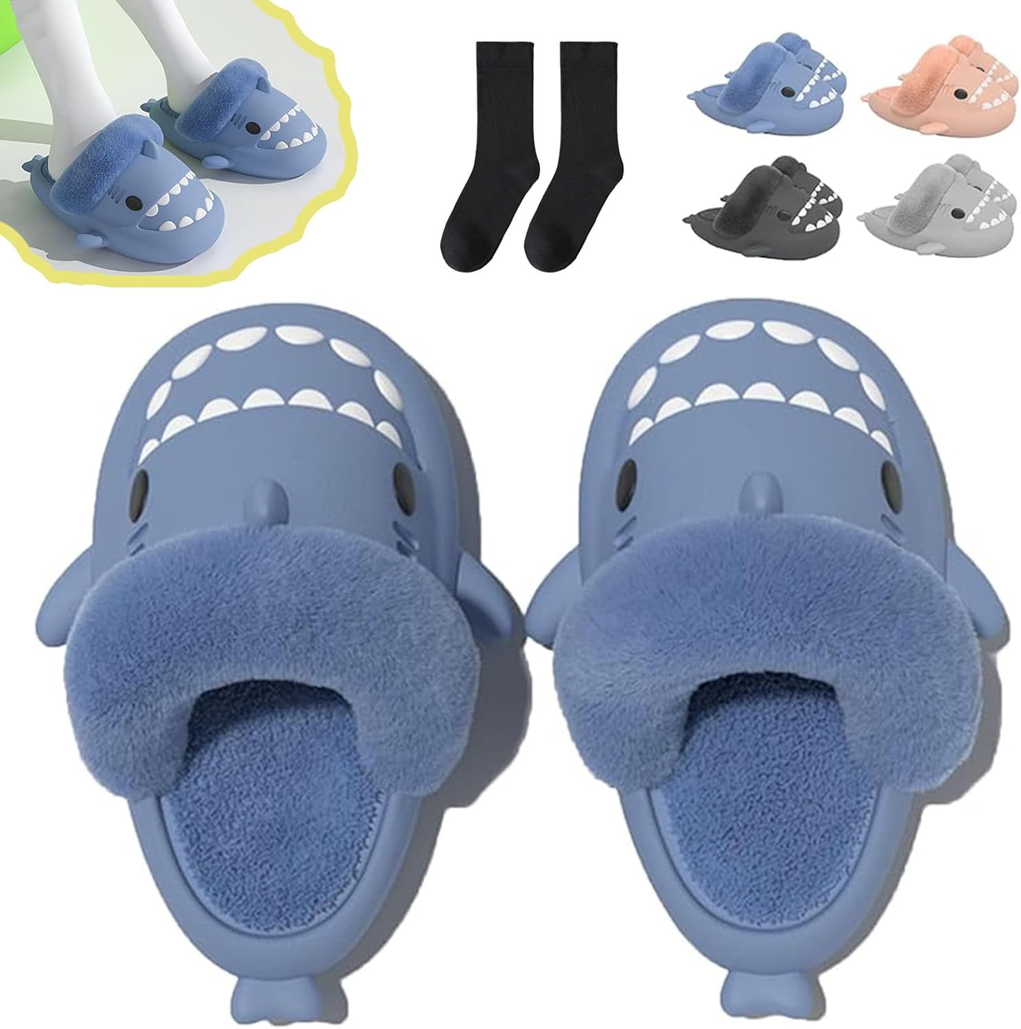 Зимние тапочки в виде акулы, тапочки с акулой со съемной плюшевой подкладкой, теплые зимние плюшевые удобные нескользящие шлепанцы Generic, синий
Зимние тапочки в виде акулы, тапочки с акулой со съемной плюшевой подкладкой, теплые зимние плюшевые удобные нескользящие шлепанцы Generic, синий