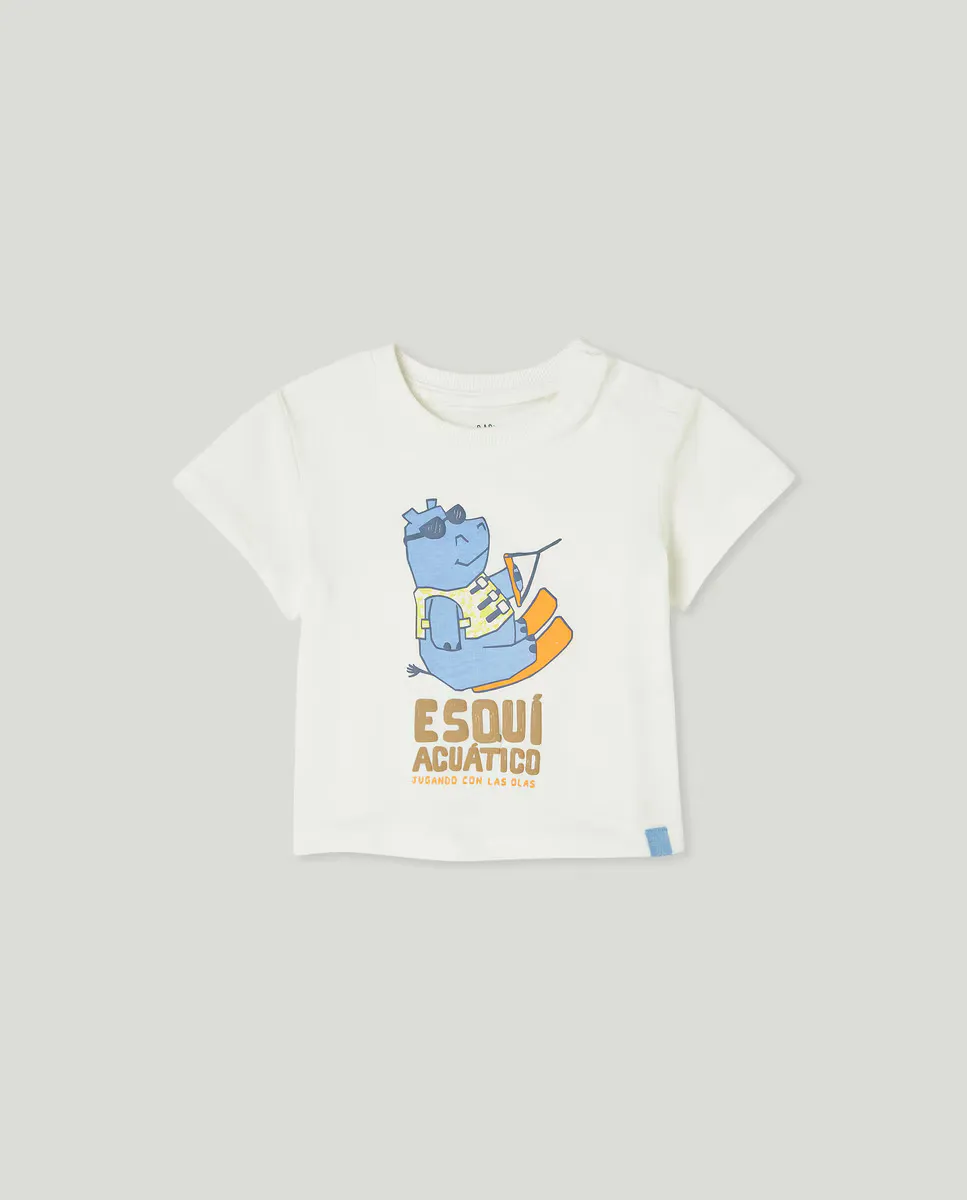 Футболка с короткими рукавами и принтом для малышей Baby El Corte Inglés, белый 
Футболка с короткими рукавами и принтом для малышей Baby El Corte Inglés, белый