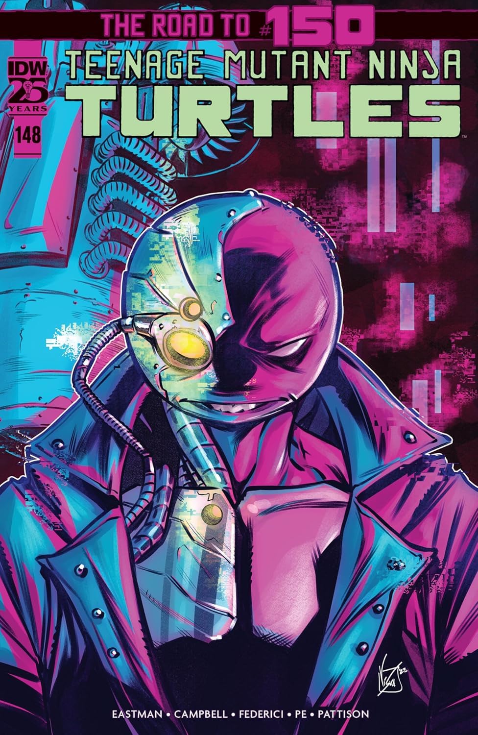Teenage Mutant Ninja Turtles (series 5) No. 148 (Cover A by Vincenzo Federici) Publication date February 14, 2024 (Idea and Design Works, Inc (IDW) Publishing, LLC)
Teenage Mutant Ninja Turtles (series 5) No. 148 (Cover A by Vincenzo Federici) Publication date February 14, 2024 (Idea and Design Works, Inc (IDW) Publishing, LLC)