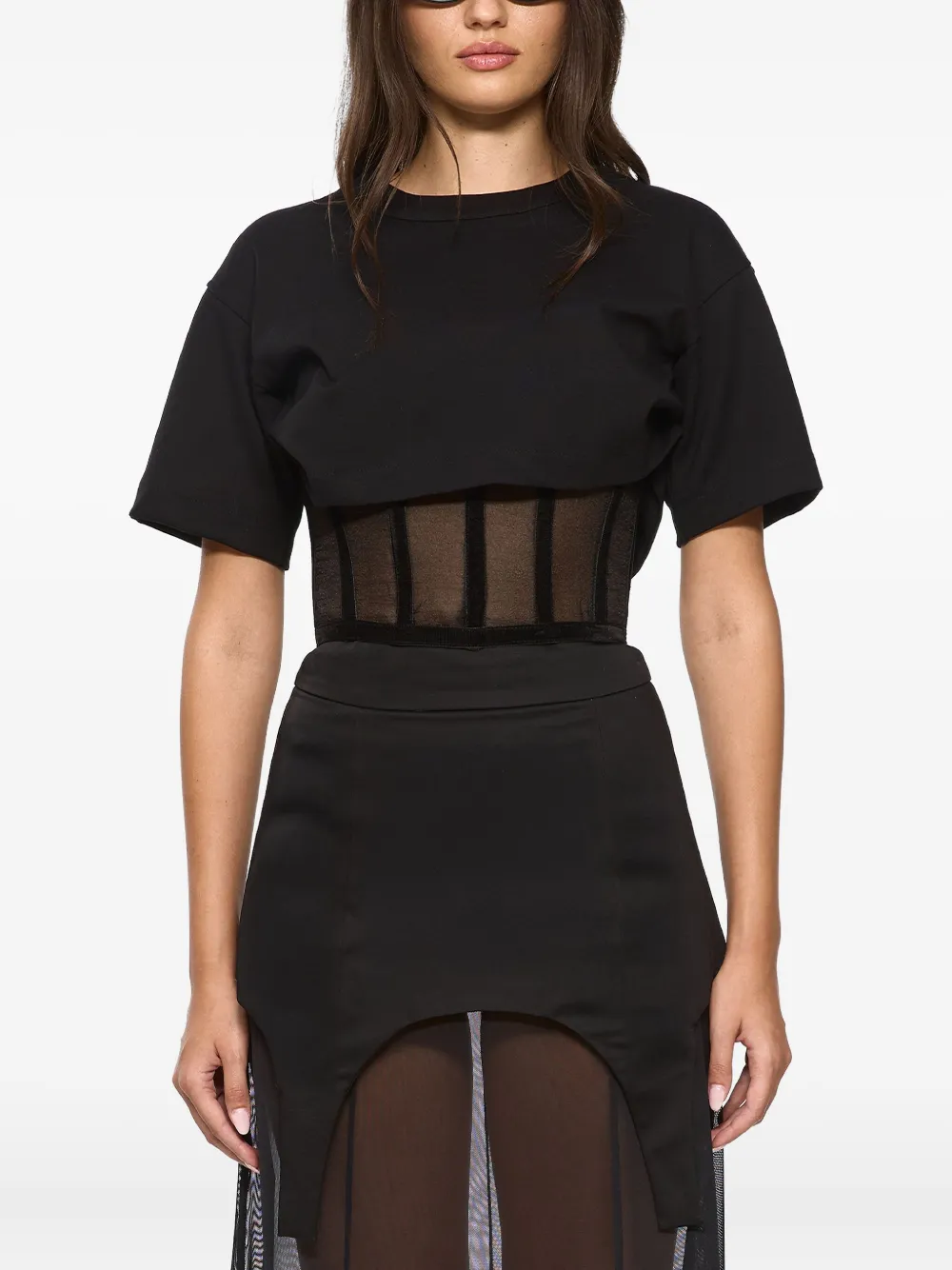 Футболка с короткими рукавами и деталями из органзы в виде корсета Hamza, черный
Футболка с короткими рукавами и деталями из органзы в виде корсета Hamza, черный