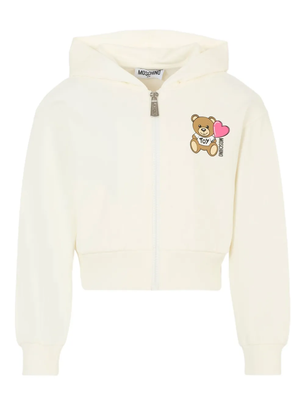 Худи на молнии с принтом Moschino Kids, нейтральный 
Худи на молнии с принтом Moschino Kids, нейтральный