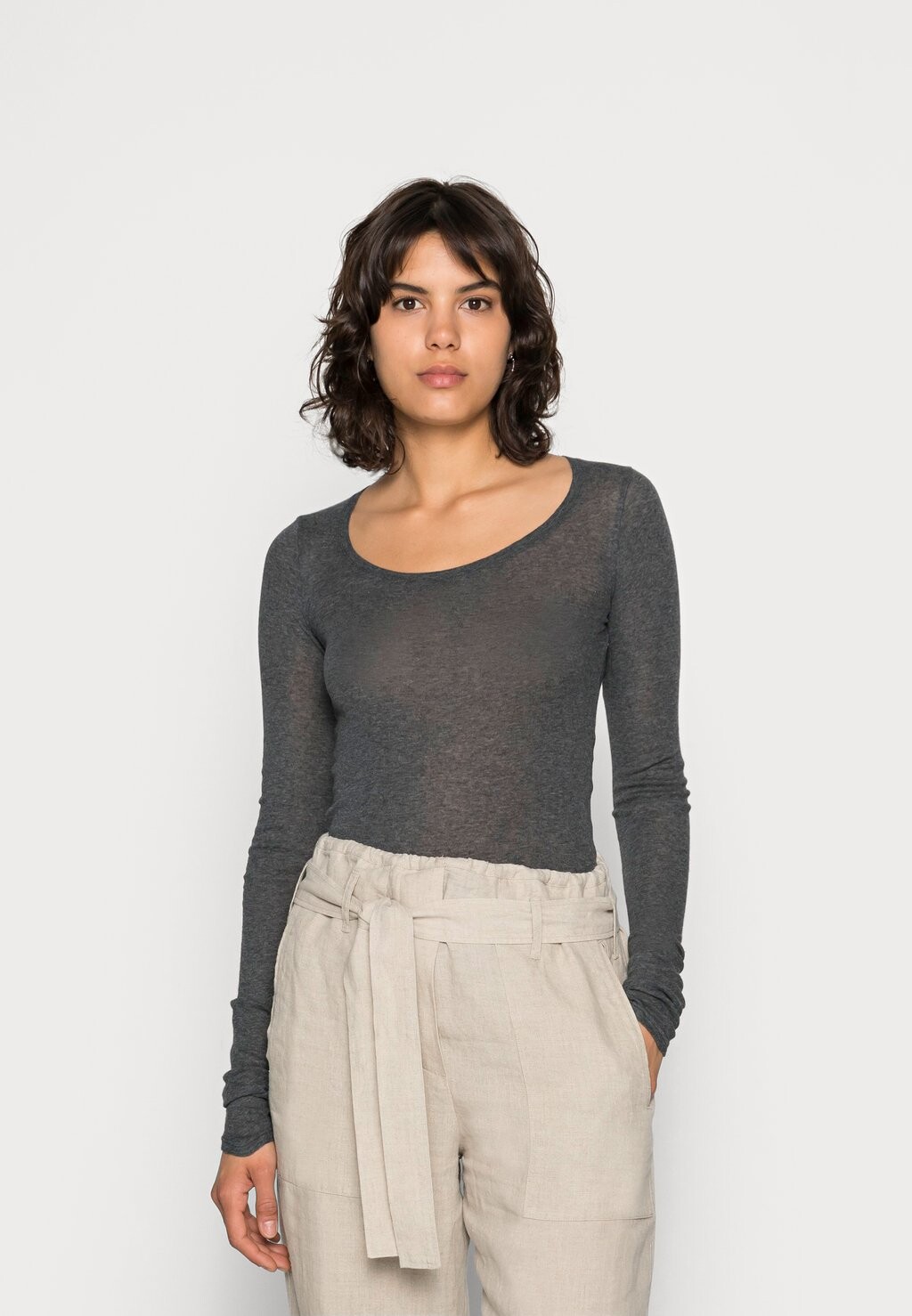 Рубашка с длинным рукавом American Vintage, цвет anthracite chine 
Рубашка с длинным рукавом American Vintage, цвет anthracite chine