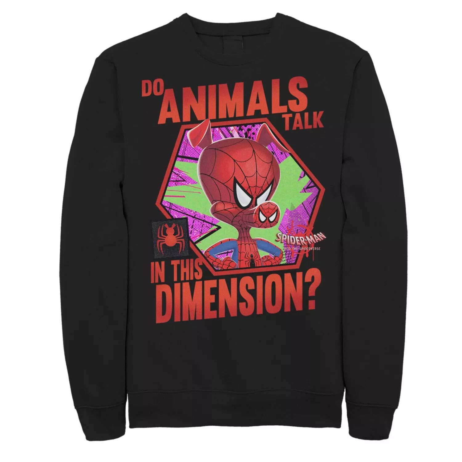 Мужской флисовый пуловер с рисунком Marvel Spider-Man Spiderverse Animals Talk
Мужской флисовый пуловер с рисунком Marvel Spider-Man Spiderverse Animals Talk