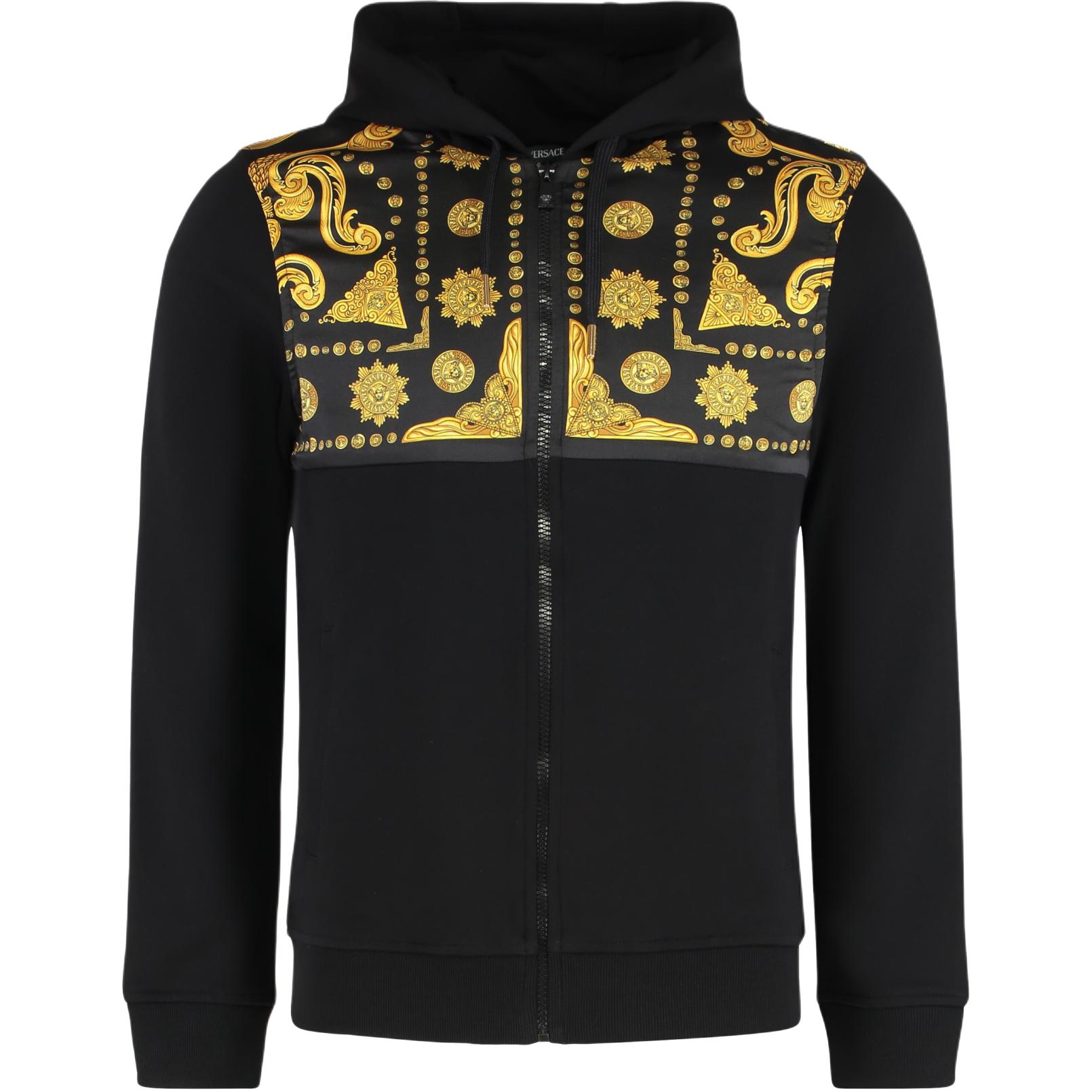 Принтованный худи на молнии VERSACE, черный
Принтованный худи на молнии VERSACE, черный