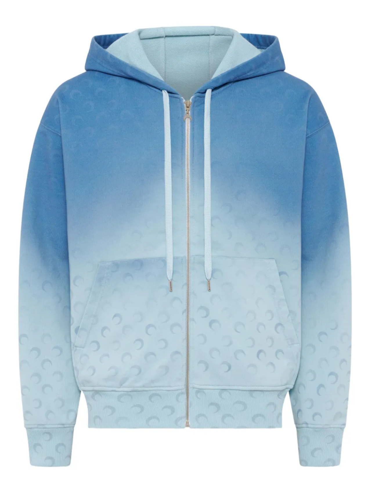 Толстовка с капюшоном на молнии с эффектом лунного омбре Marine Serre, синий 
Толстовка с капюшоном на молнии с эффектом лунного омбре Marine Serre, синий