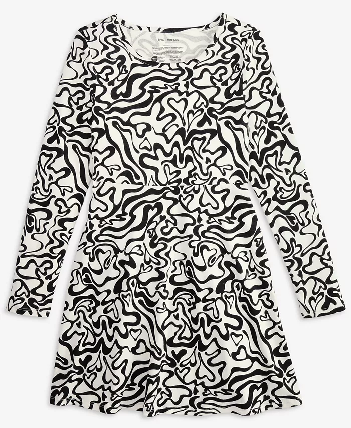 Детское платье с длинным рукавом Cotton Heart Swirl-Print для девочек 5-20 Epic Threads, черный
Детское платье с длинным рукавом Cotton Heart Swirl-Print для девочек 5-20 Epic Threads, черный
