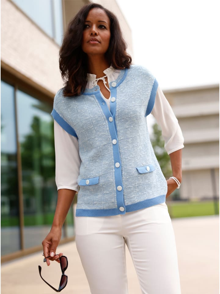 WITT WEIDEN Вязаный жилет небесно-голубого и кремового цвета с узором
WITT WEIDEN Вязаный жилет небесно-голубого и кремового цвета с узором