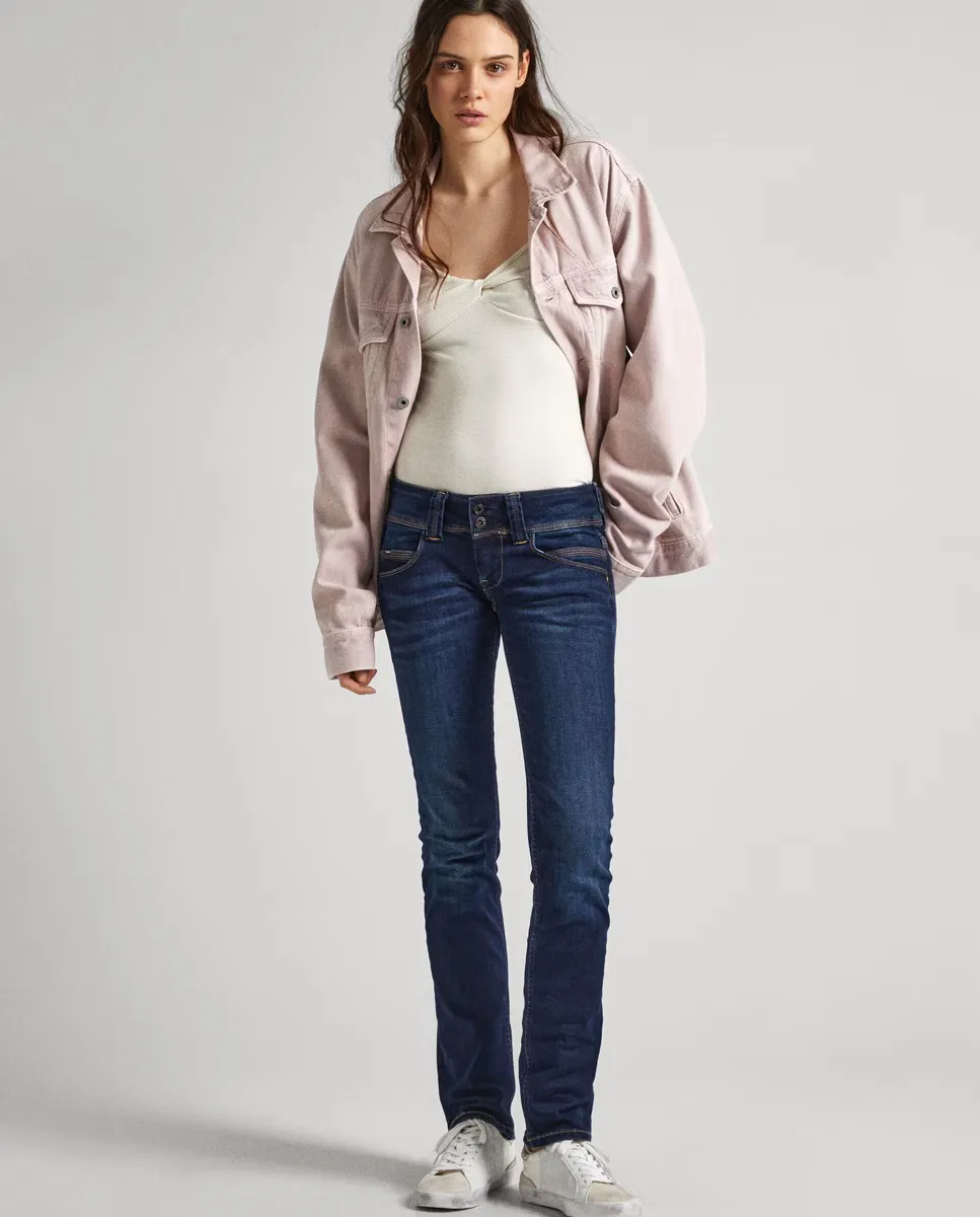 Женские прямые джинсы с низкой посадкой и застежкой на две пуговицы Pepe Jeans, синий
Женские прямые джинсы с низкой посадкой и застежкой на две пуговицы Pepe Jeans, синий